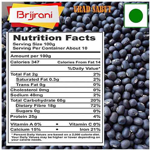 Brijrani Urad Sabut - Pure, Premium Quality, Rich In Protein, 1 kg Pouch 