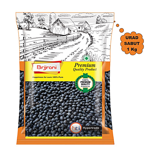 Brijrani Urad Sabut - Pure, Premium Quality, Rich In Protein, 1 kg Pouch 