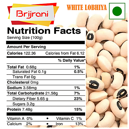 Brijrani White Lobiya - Pure & Premium Quality, 1 kg Pouch