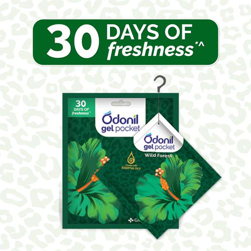 Odonil  Gel Pocket - Wild Forest, Long-Lasting Fragrance, Provides Germ Protection, 10 g  