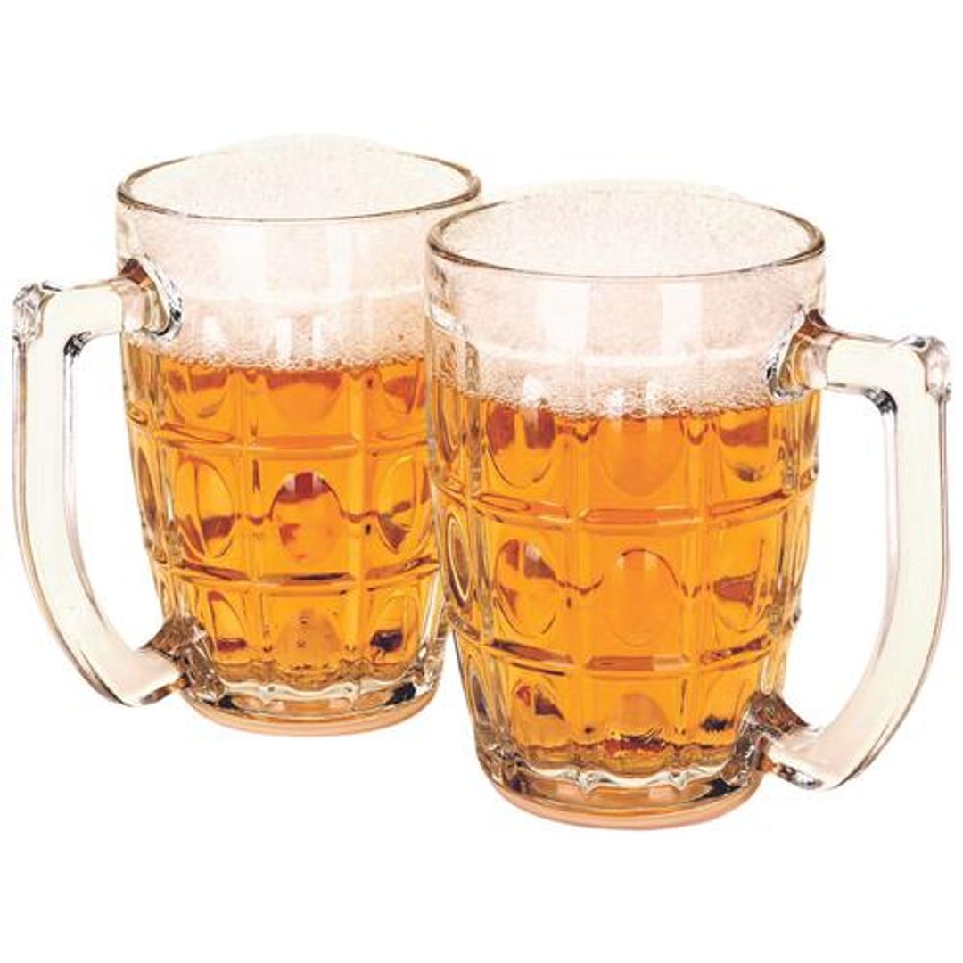 Yera Beer Mugs - Glass, 375 ml (Set of 2)
