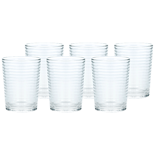 Buy Yera Glass Tumbler Conical, With Moulded Design Online at Best