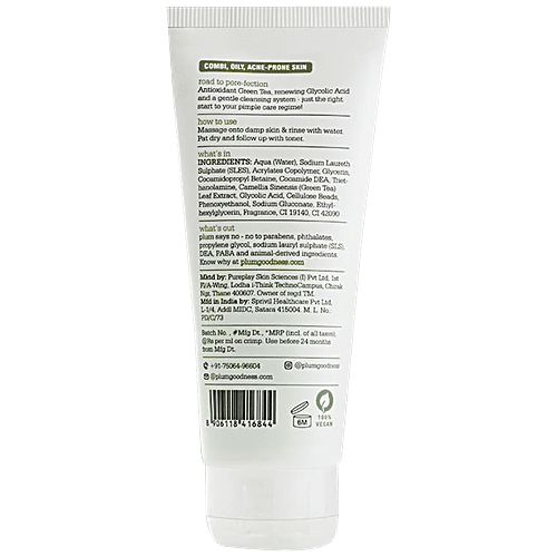 Buy Plum Green Tea Pore Cleansing Face Wash Fights Pimples & Removes