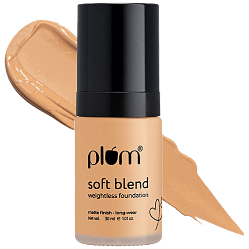 Plum Soft Blend Weightless Foundation - With Hyaluronic Acid, Matte Finish, Long Wear, 30 ml Pinched Blush - 115P 