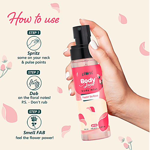 Plum BodyLovin' Body Mist - Feelin' So Rose, Floral Fragrance, Perfume Body Spray, 100 ml