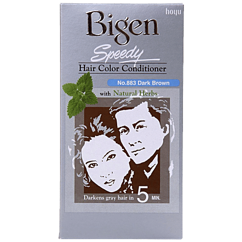 Bigen Speedy Hair Colour Conditioner With Natural Herbs - Dark Brown 883, Darkens In 5 Mins, 80 g  