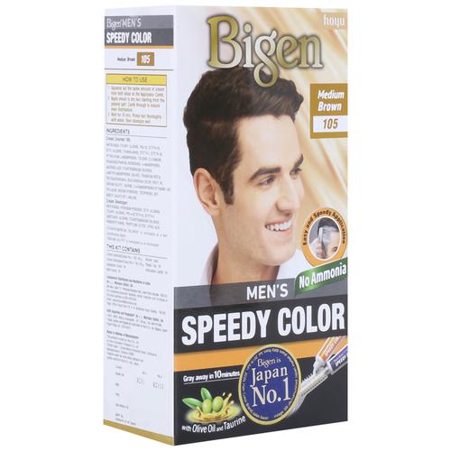 Buy Bigen Mens Speedy Hair Colour With Olive Oil & Taurine - Medium Brown  105, No Ammonia, Japans No 1 Online at Best Price of Rs 441 - bigbasket