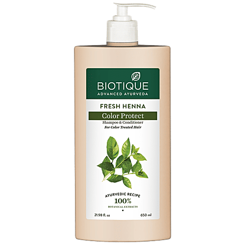 BIOTIQUE Fresh Henna Color Protect Shampoo & Conditioner - Prevents Fading, 650 ml  