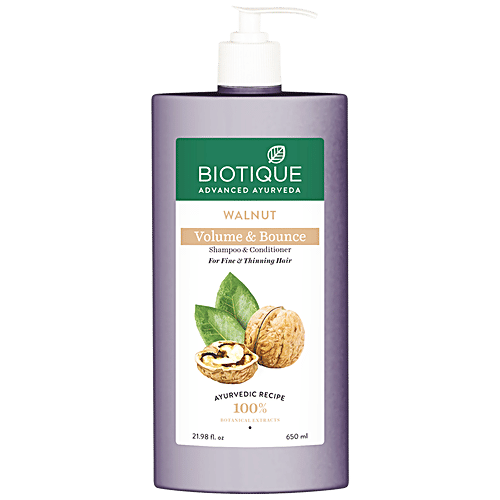 BIOTIQUE Walnut Volume & Bounce Shampoo & Conditioner - For Fine & Thinning Hair, 650 ml  