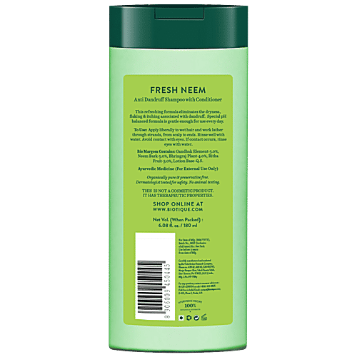 Buy BIOTIQUE Fresh Neem Anti Dandruff Shampoo With Conditioner