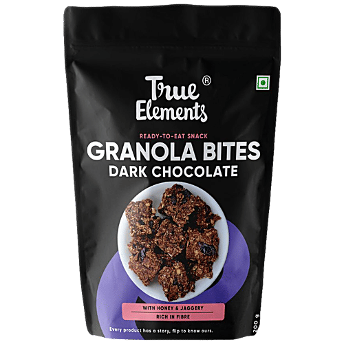 True Elements Granola Bites Dark Chocolate - With Honey & Jaggery, Rich In Fibre, 200 g  