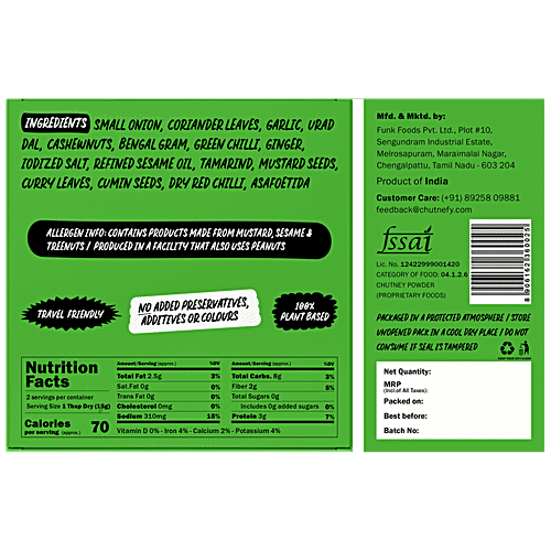 Chutnefy 5 Second Coriander Chutney - Authentic Recipe, 30 g  