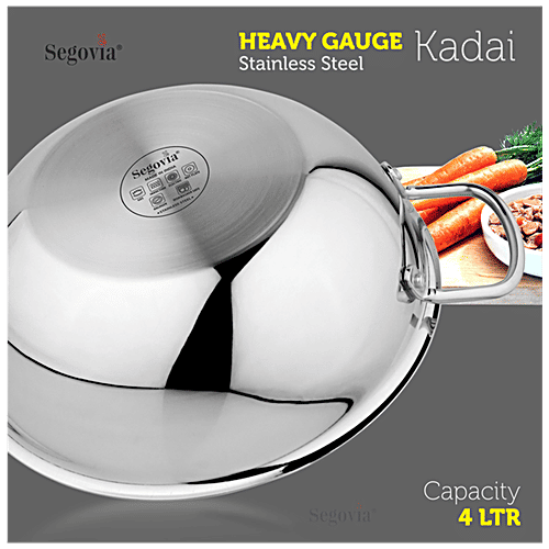 Buy Segovia Stainless Steel Kadhai Riveted Handle Size, Heavy Gauge