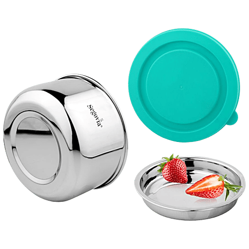 Segovia Stainless Steel Double Walled Lunch Box - With Airtight Lid, Teal, BPA Free, 300 ml  
