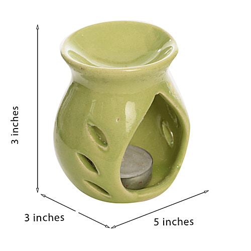 eCraftIndia Green Aroma Burner Set With Jasmine Aroma Oil & 4 Tea Light Candles, Home Decor, 7 x 12 x 7 Cm, 6 pcs Elegant Design
Subtle Fragrance