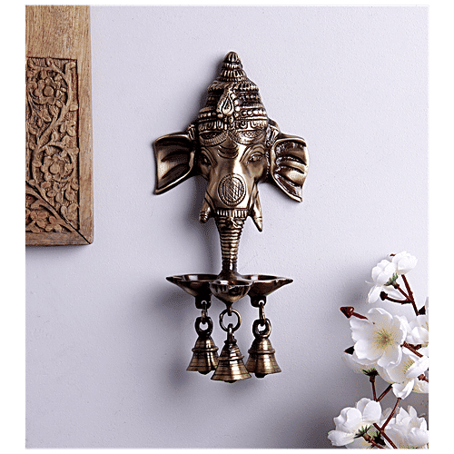Buy eCraftIndia Ganesha Deepak With Bell Brass Wall Hanging & Artifact