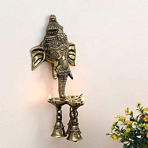Buy eCraftIndia Ganesha Deepak With Bell Brass Wall Hanging & Artifact