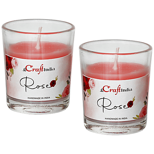eCraftIndia Glass Wax Candle - Rose Flavour Scent, Decorative, Christmas Candles, 4.97x4.97x5.99 cm, 2 pcs Rose Scented
Decorative Glass Design