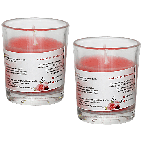 eCraftIndia Glass Wax Candle - Rose Flavour Scent, Decorative, Christmas Candles, 4.97x4.97x5.99 cm, 2 pcs Rose Scented
Decorative Glass Design
