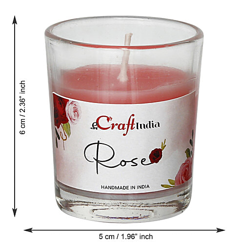 eCraftIndia Glass Wax Candle - Rose Flavour Scent, Decorative, Christmas Candles, 4.97x4.97x5.99 cm, 2 pcs Rose Scented
Decorative Glass Design
