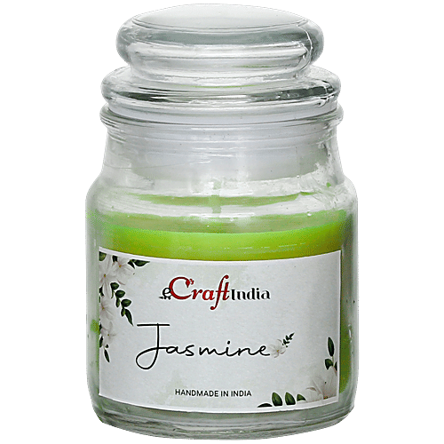 eCraftIndia Jar Wax Candle - With Jasmine Scent, Decorative, Christmas Item, 5.99x5.99x8.99 cm, 1 pc  Decorative, Christmas Item