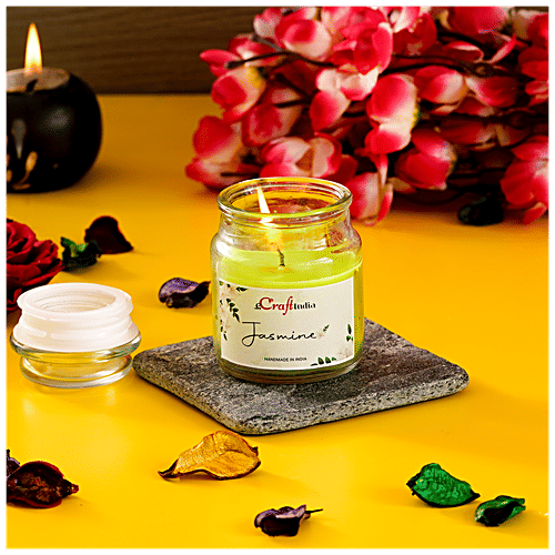 Buy eCraftIndia Jasmine Scented Jar Candle Online at Best Price of Rs