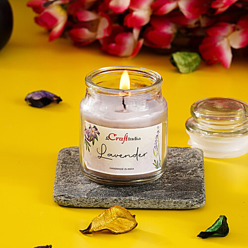 eCraftIndia Lavender Scented Jar Candle, 1 pc