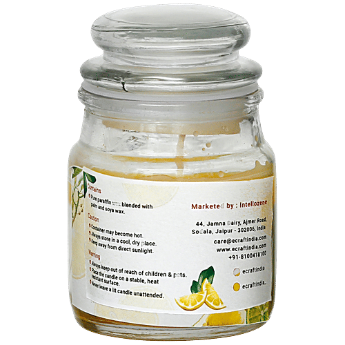 eCraftIndia Jar Wax Candle - With Lemon Flavour Scent, Decorative For Diwali, Ceremony, Party, Candlelight Dinner, 1 pc  
