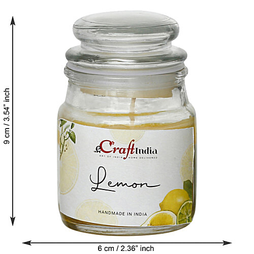 eCraftIndia Jar Wax Candle - With Lemon Flavour Scent, Decorative For Diwali, Ceremony, Party, Candlelight Dinner, 1 pc  