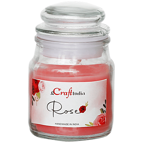 eCraftIndia Jar Wax Candle - With Rose Scent, Decorative, Christmas Decor, 5.99x5.99x8.99 cm, 1 pc  Rose Scented
 Decorative Christmas Decor
