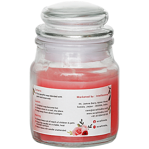 eCraftIndia Jar Wax Candle - With Rose Scent, Decorative, Christmas Decor, 5.99x5.99x8.99 cm, 1 pc  Rose Scented
 Decorative Christmas Decor