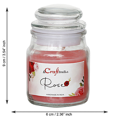 eCraftIndia Jar Wax Candle - With Rose Scent, Decorative, Christmas Decor, 5.99x5.99x8.99 cm, 1 pc  Rose Scented
 Decorative Christmas Decor