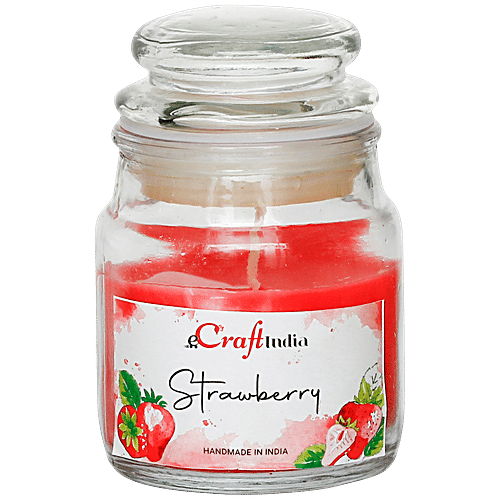eCraftIndia Strawberry Scented Jar Candle, 1 pc