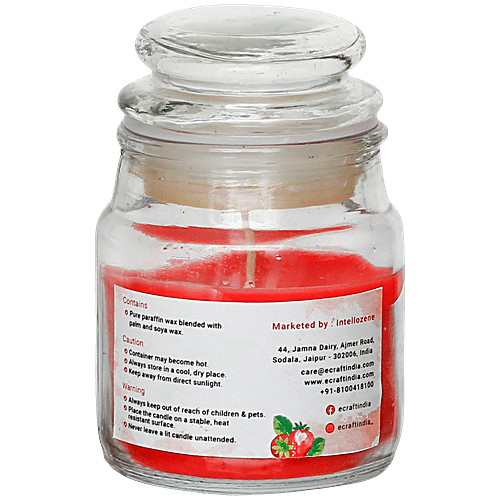 eCraftIndia Strawberry Scented Jar Candle, 1 pc