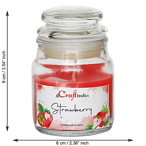 eCraftIndia Strawberry Scented Jar Candle, 1 pc