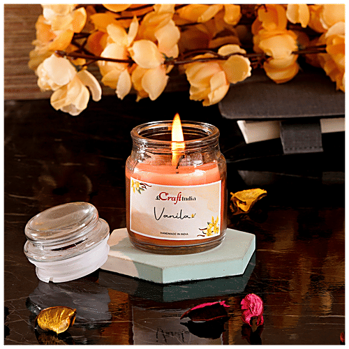 Buy eCraftIndia Vanilla Scented Jar Candle Online at Best Price of Rs