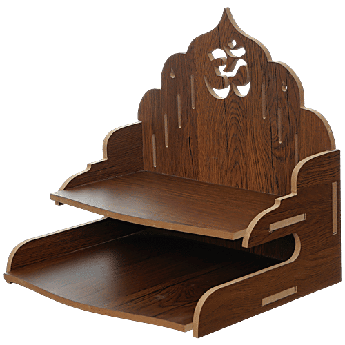 eCraftIndia Laminated Wood Pooja Temple/Mandir With Shelf & Om Design, 1 pc  