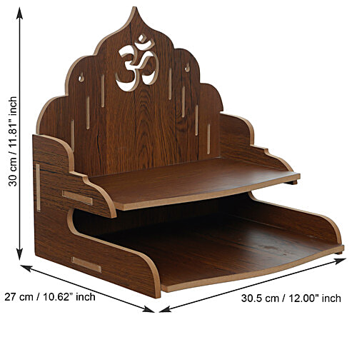 eCraftIndia Laminated Wood Pooja Temple/Mandir With Shelf & Om Design, 1 pc  