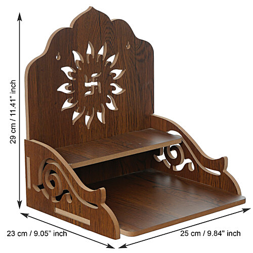 eCraftIndia Laminated Wood Pooja Temple/Mandir With Shelf & Swastik Design, 1 pc