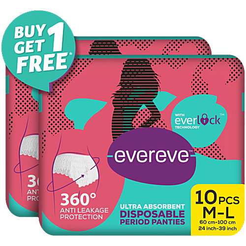 Evereve Evereve Disposable Period Panties - Ultra Absorbent, Anti-Leakage Protection, M-L, 10 pcs, 10 pcs  