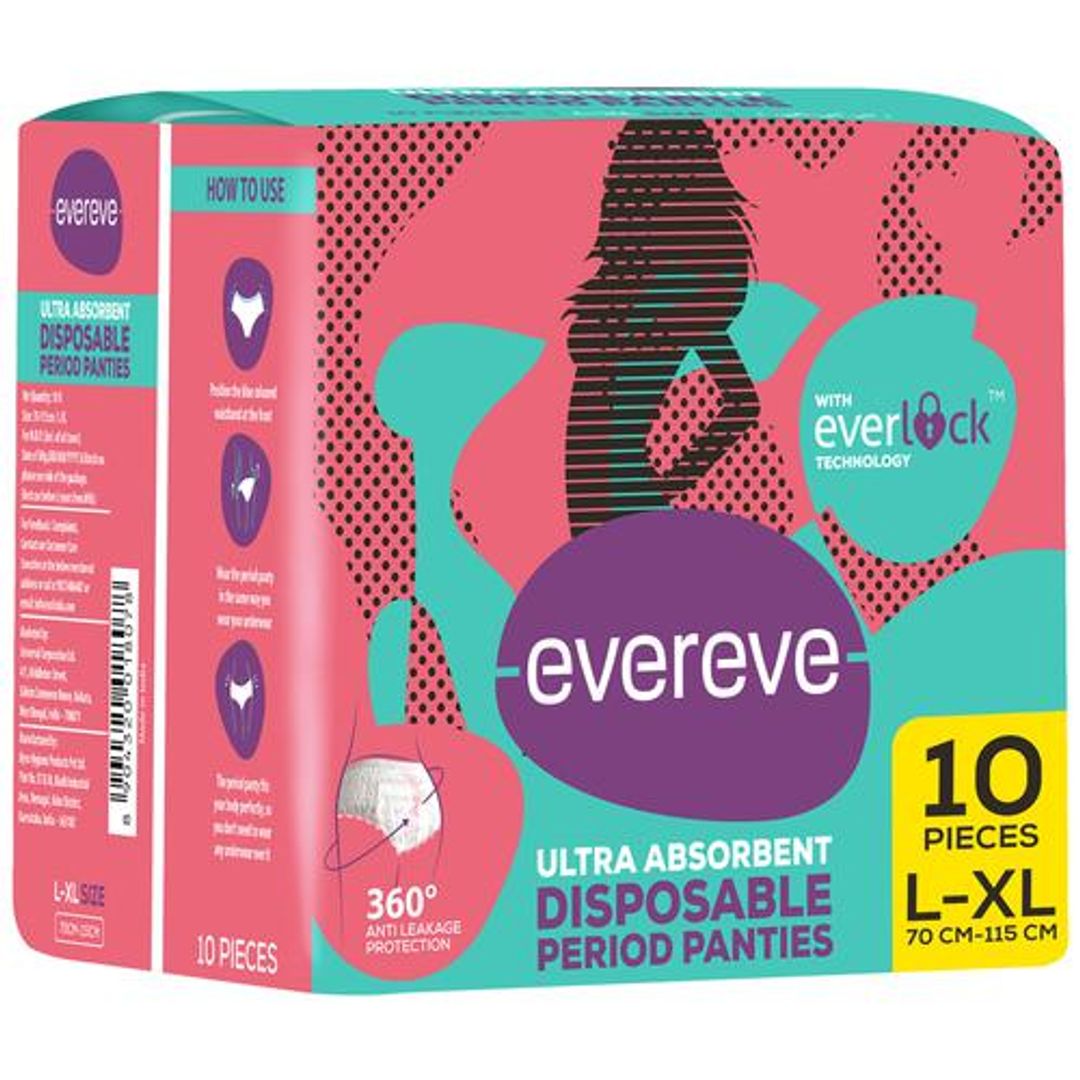 Evereve Evereve Disposable Period Panties - Ultra Absorbent, Anti-Leakage Protection, L-XL, 10 pcs, 10 pcs 