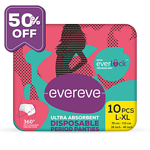 Evereve Evereve Disposable Period Panties - Ultra Absorbent, Anti-Leakage Protection, L-XL, 10 pcs, 10 pcs