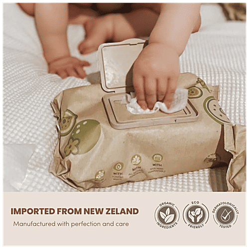 Terra Kiwi Fruit Extract Baby Wipes - Provides Natural Hydration, Soft, Biodegradable, 70 pcs  