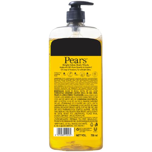Pears Bright Glow Body Wash, 750 ml  With Glycerin & Vitamin C, 0% Parabens