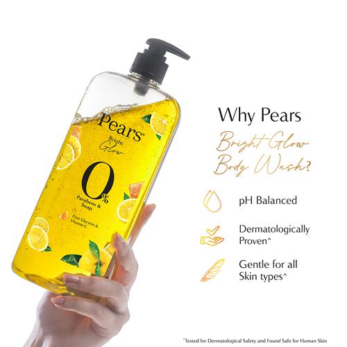 Pears Bright Glow Body Wash, 750 ml  With Glycerin & Vitamin C, 0% Parabens