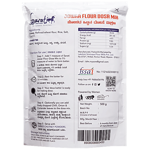 Buy Sarati Instant Jowar Flour Dosa Mix Online at Best Price of Rs 130