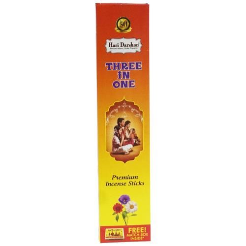Hari Darshan 3 In 1 Premium Incense Sticks/Agarbatti - Provides Long Lasting Fragrance, 105 g (Get Free Match Box Inside) 