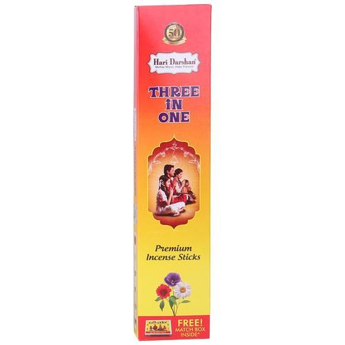Hari Darshan 3 In 1 Premium Incense Sticks/Agarbatti - Provides Long Lasting Fragrance, 105 g (Get Free Match Box Inside) 