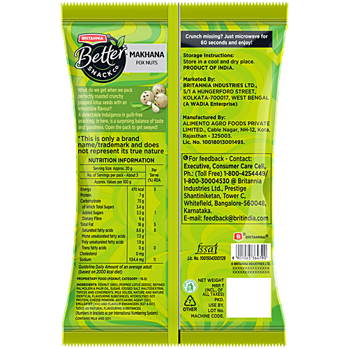 Britannia Better Snack Co.Makhana/Foxnuts - Cream & Onion Flavour, 75 g  