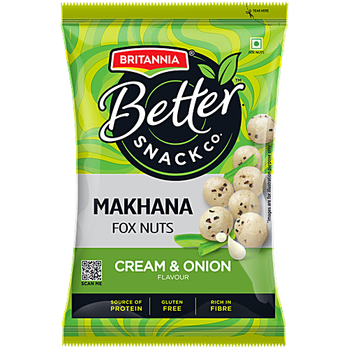 Britannia Better Snack Co.Makhana/Foxnuts - Cream & Onion Flavour, 75 g  